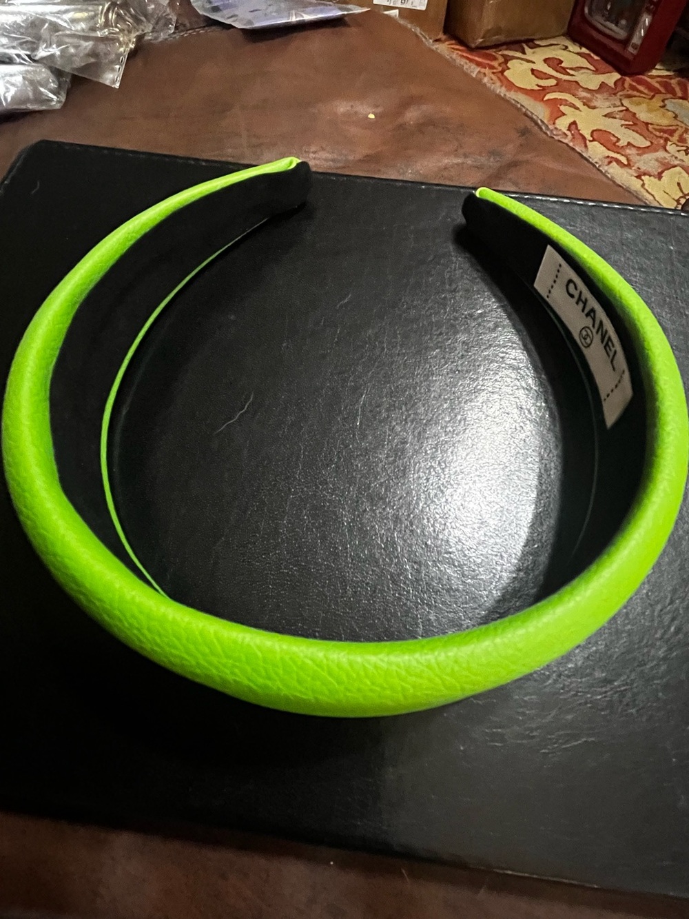 Double C Green Black Letter Logo Wide Headband - Picture 4 of 6